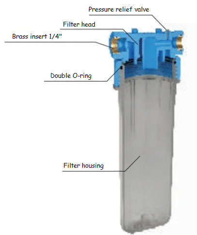 10-Inch Standard Water Filter Housing with 1/4-Inch Ports