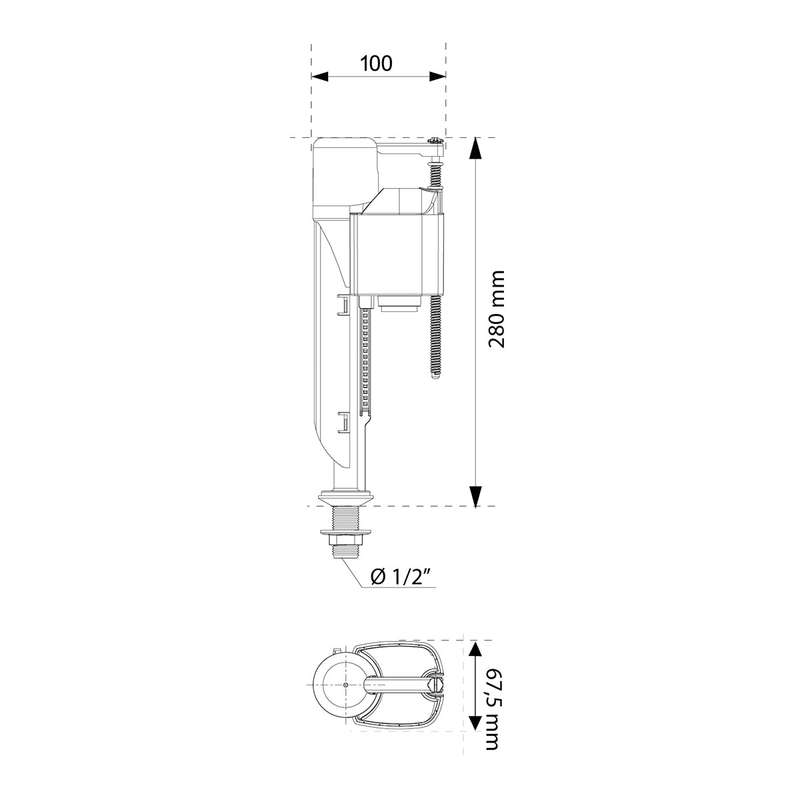 Wirquin Valve Jollyfill Bottom Inlet 1/2 (Boxed)