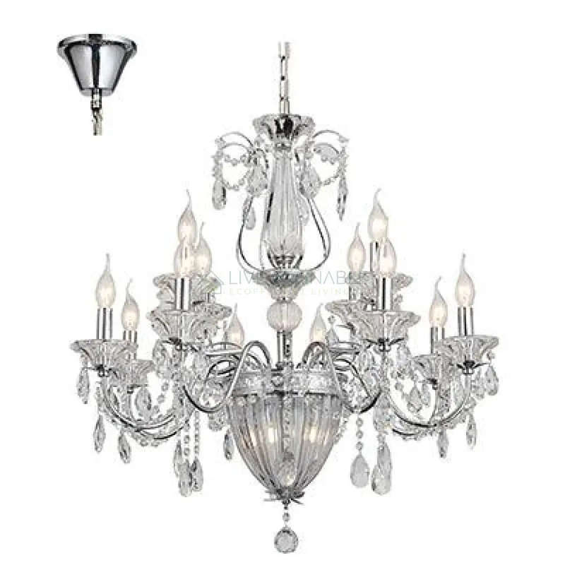 ***12 Lt Chandelier Crystal Chrome E14 12 X 40w + 2 X G9 Led 5 W