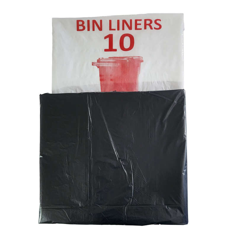Bin Liner Black 25 Mic Wheelie Bin 10 Per Pack