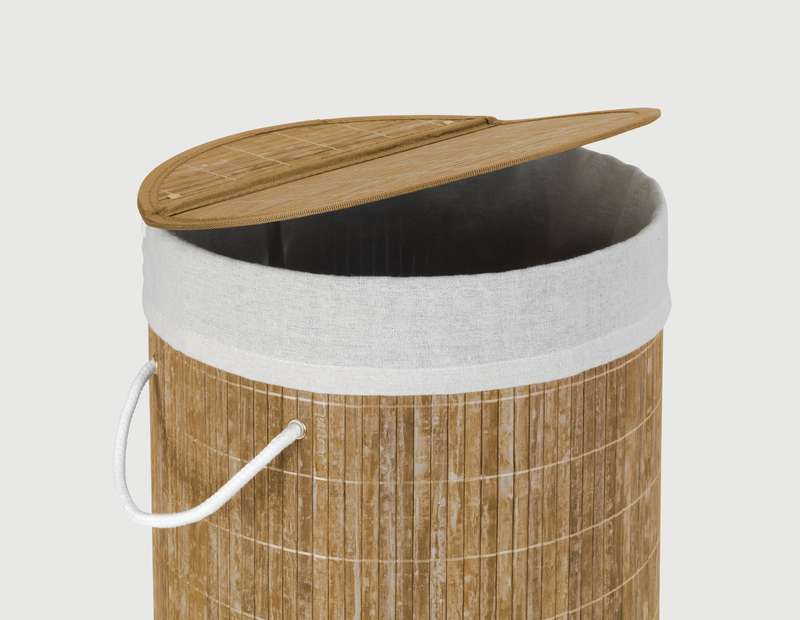 Laundry Basket 55 L Bamboo With Bag