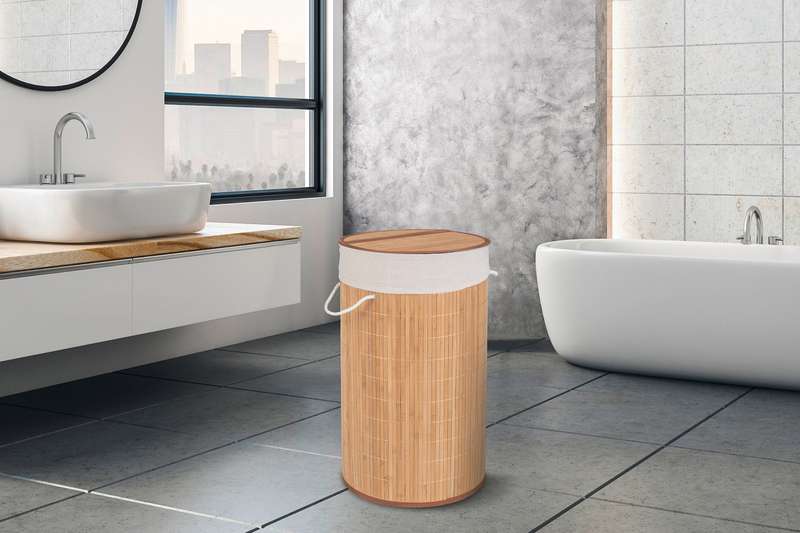 Laundry Basket 55 L Bamboo With Bag
