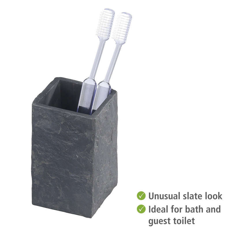 Toothbrush Tumbler Slate Rock Range Polyresin Anthracite