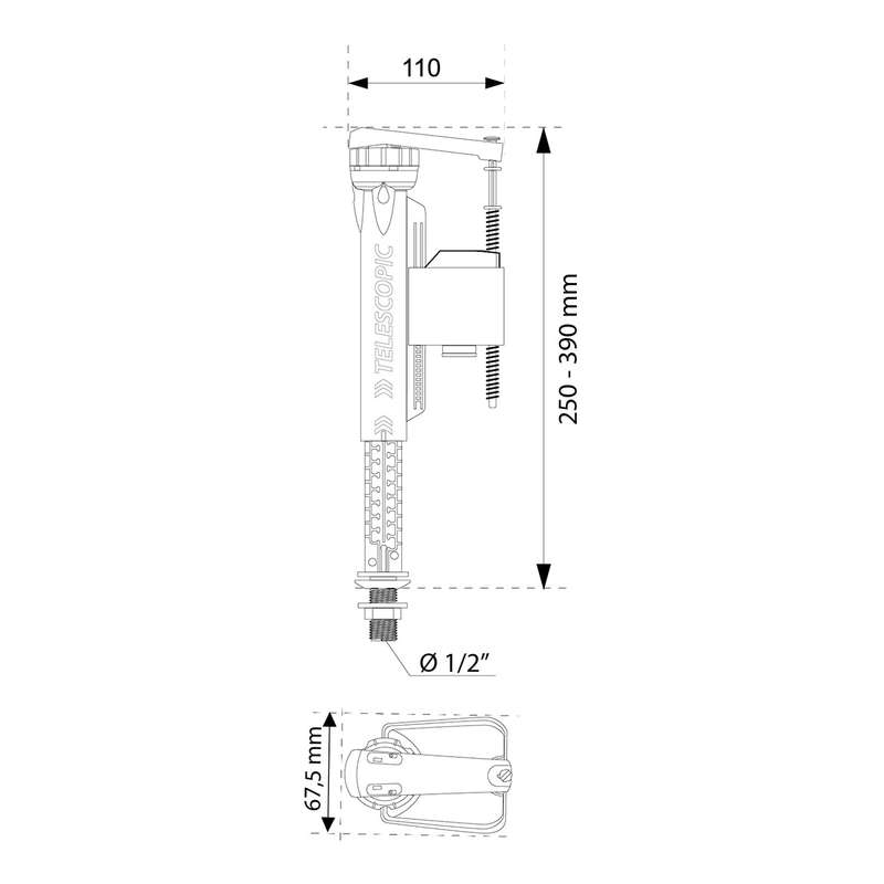 Wirquin Valve Jollyfill Bottom Inlet 1/2 (Blister)