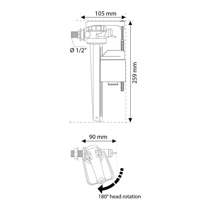 Wirquin Valve Jollyfill Side Inlet 1/2 (Blister)
