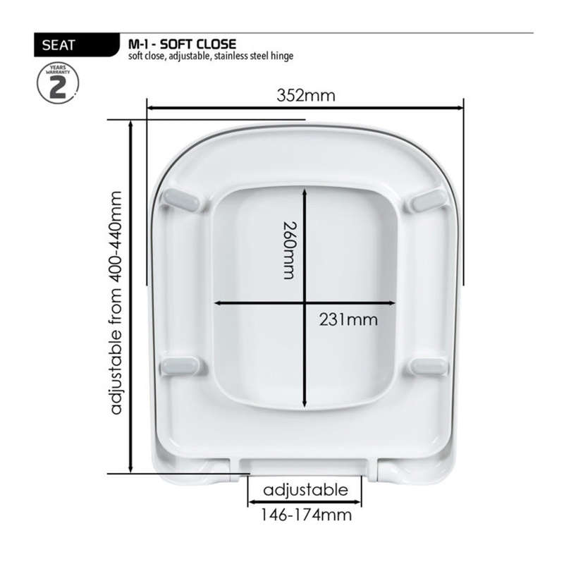 Wirquin Toilet Seat M 1 Soft Close Hinge White