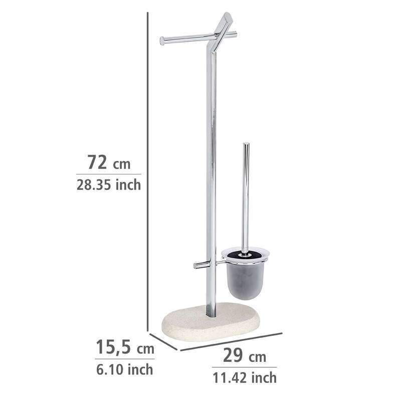 Freestanding Toilet Brush & Roll Holder Puro Steel/Polyresin Sandstone