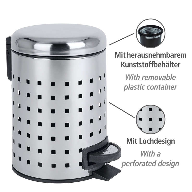 3 L Pedal Bin Leman S/Steel Perforated