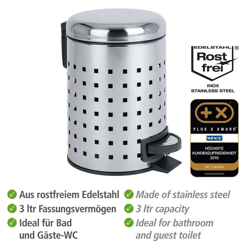 3 L Pedal Bin Leman S/Steel Perforated