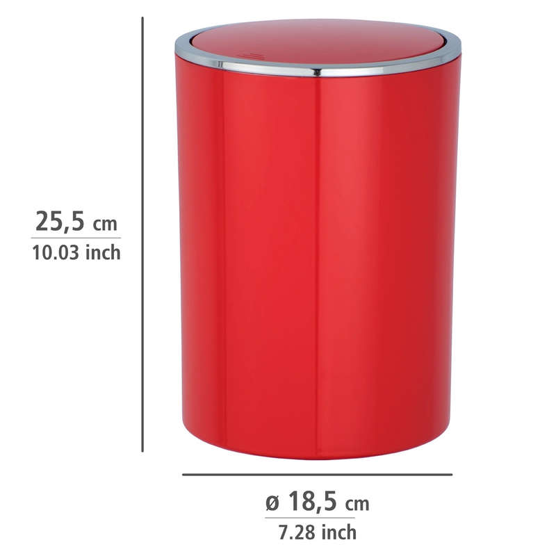 Wenko Swing Bin 5L  - Inca Range - Plastic - Red & Chrome