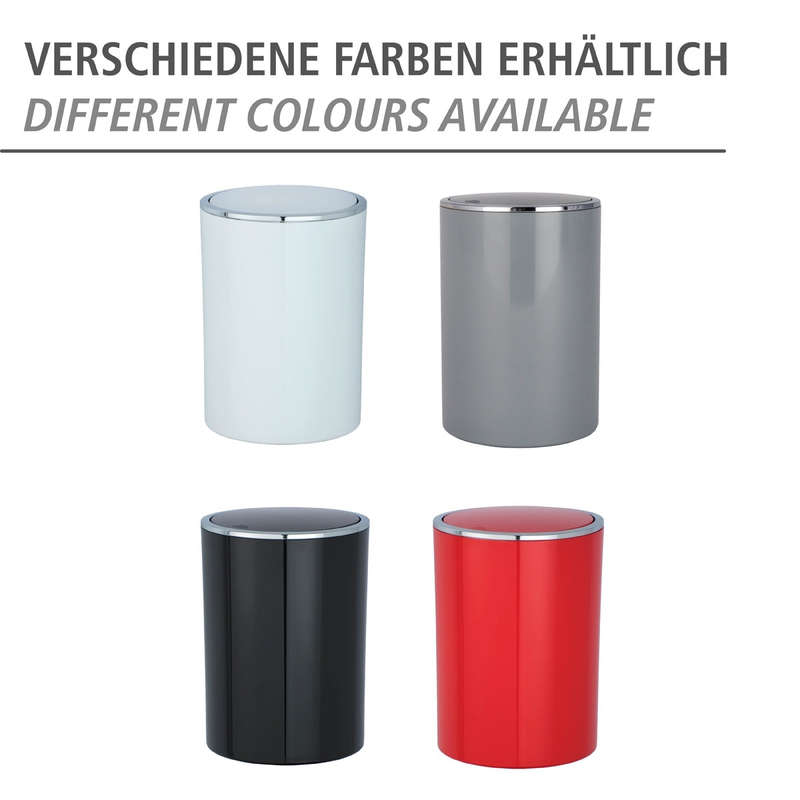Wenko Swing Bin 5L  - Inca Range - Plastic - Red & Chrome