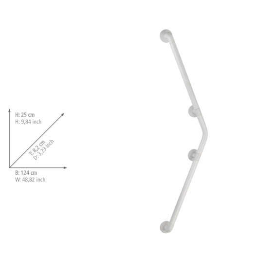 Bathroom Grab Rail Secura White 135° 67x67cm