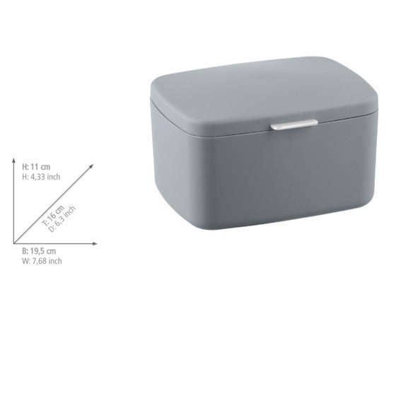 Wenko Bathroom Storage Box - Barcelona - Grey - Unbreakable - 16X11X19Cm
