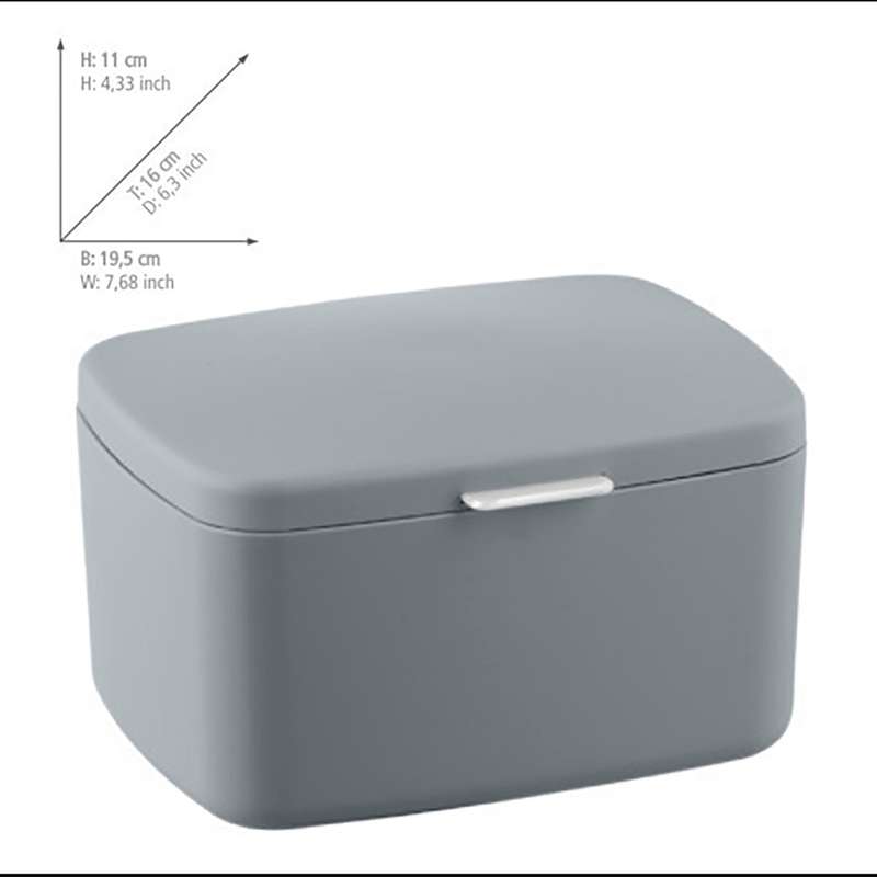 Wenko Bathroom Storage Box - Barcelona - Grey - Unbreakable - 16X11X19Cm