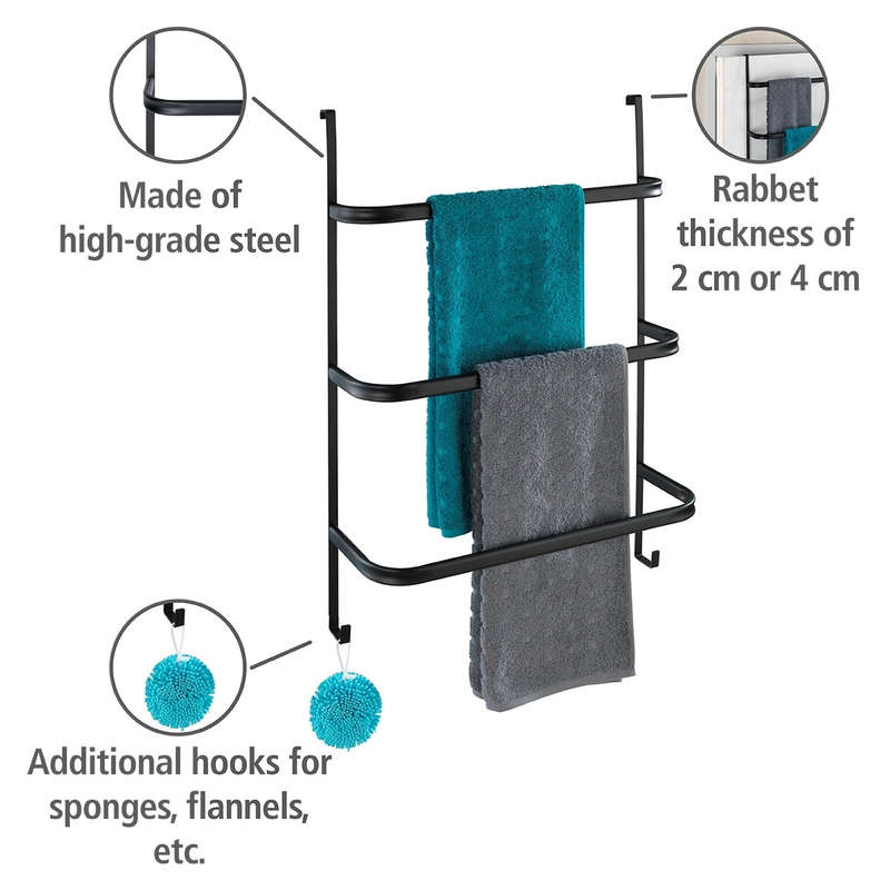 3 Bar Over Door Towel Rail Irpinia Matte Black Steel