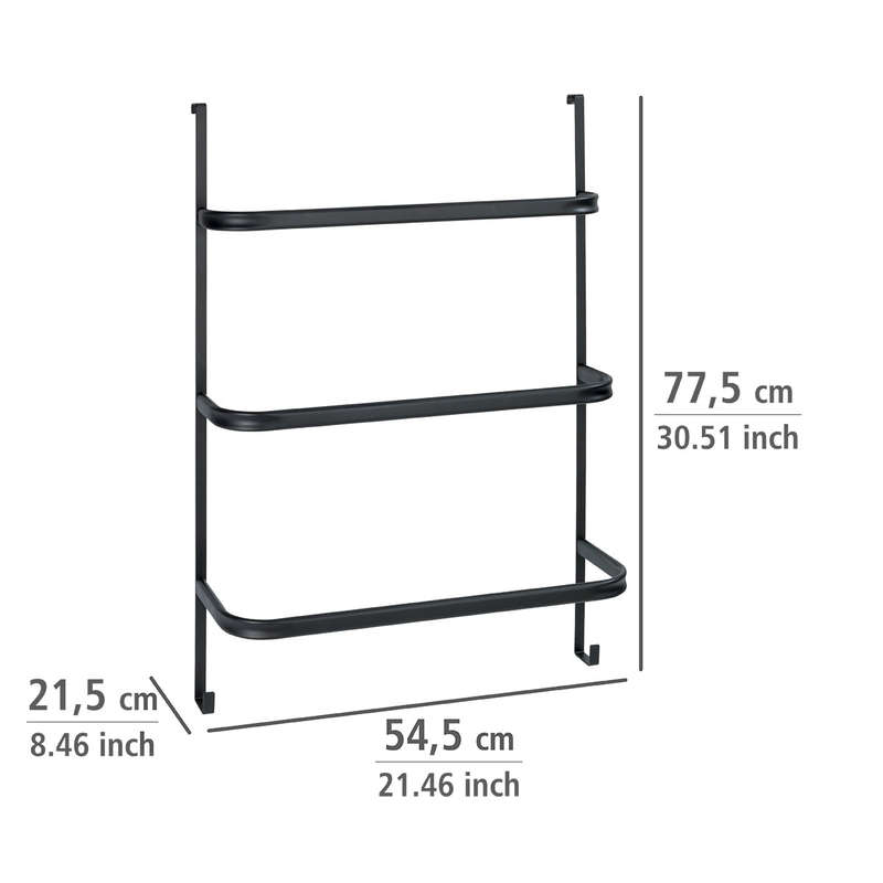 3 Bar Over Door Towel Rail Irpinia Matte Black Steel
