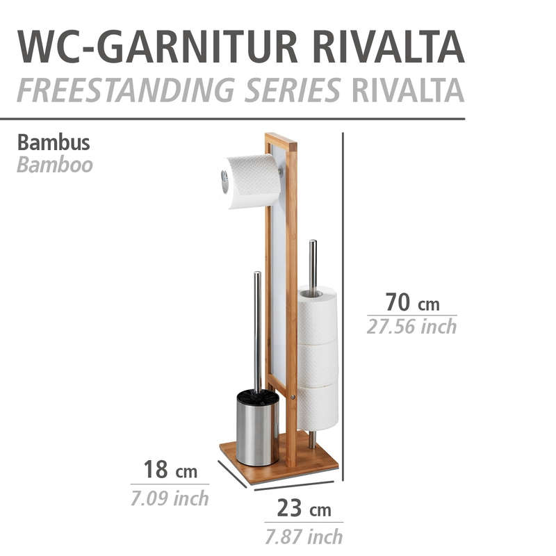 Freestanding Toilet Brush & Roll Holder Rivalta Bamboo