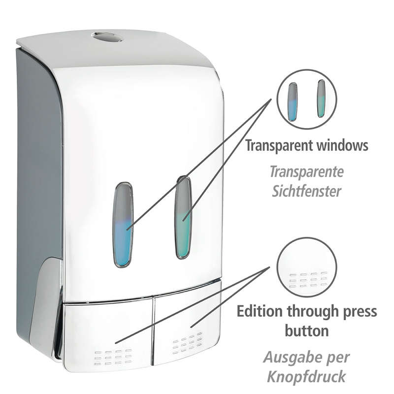 2 Chamber Disinfectant/Soap Dispenser Tartas Chrome
