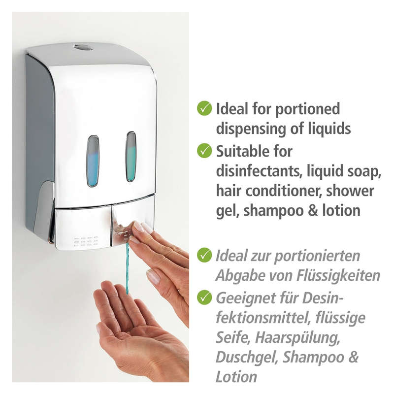 2 Chamber Disinfectant/Soap Dispenser Tartas Chrome