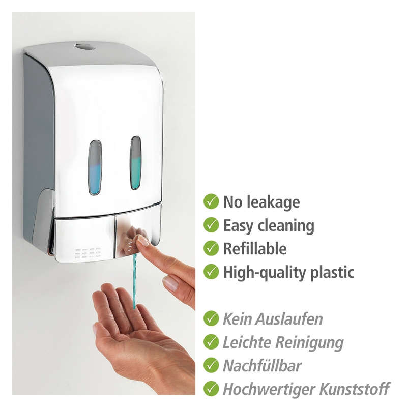 2 Chamber Disinfectant/Soap Dispenser Tartas Chrome