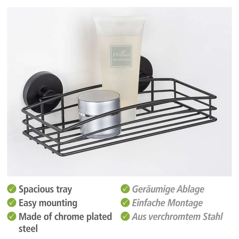 Vacuum Locâ® Wall Shelf Black Wall Shelf No Drilling