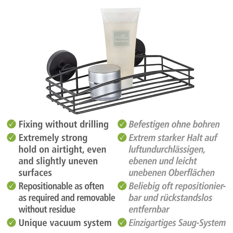Vacuum Locâ® Wall Shelf Black Wall Shelf No Drilling