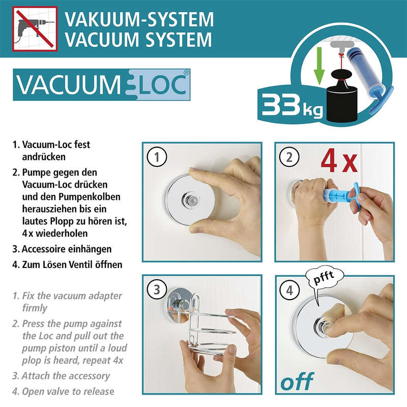 Vacuum Locâ® Wall Shelf Black Wall Shelf No Drilling