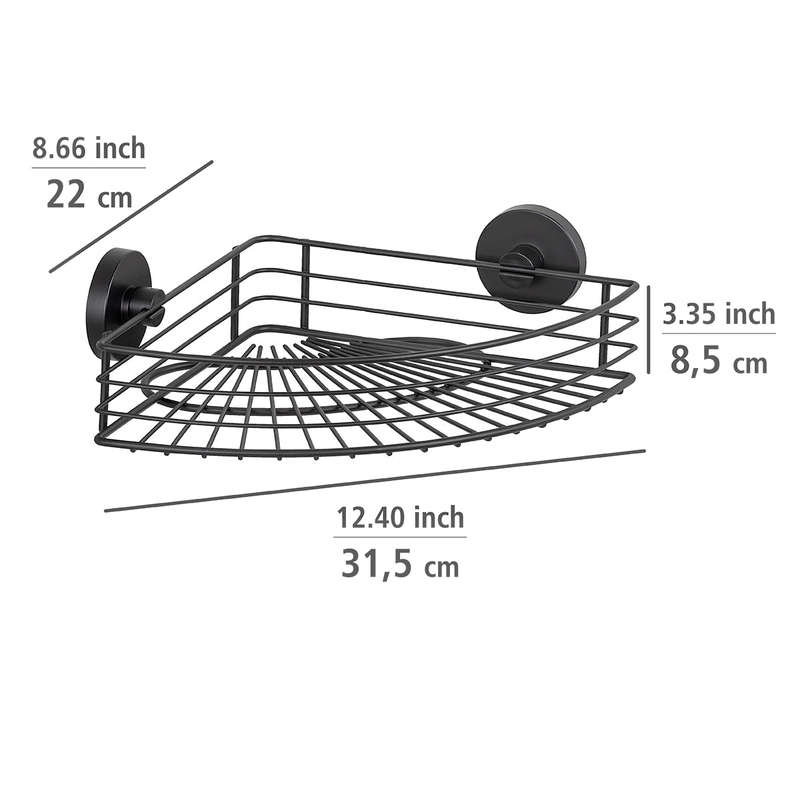 Vacuum Locâ® Corner Shelf Bari Black Wall Shelf No Drilling