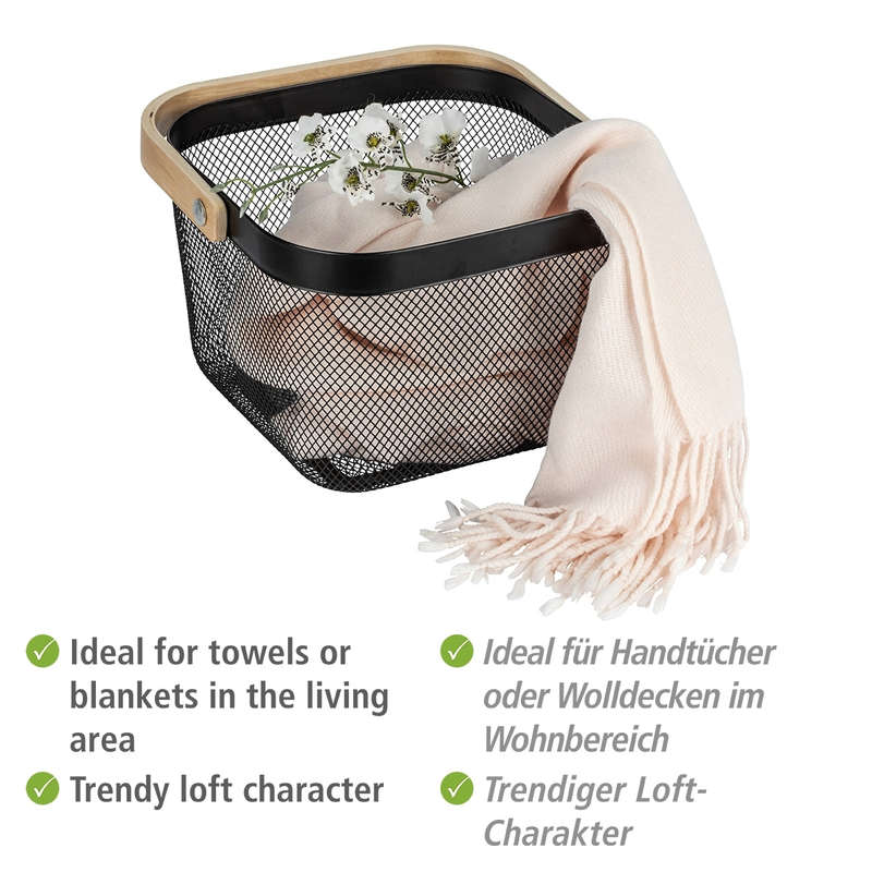 Bathroom Basket Padua Range Bamboo / Steel
