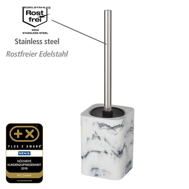 Toilet Brush Desio Marble Look Polyresin White/Grey