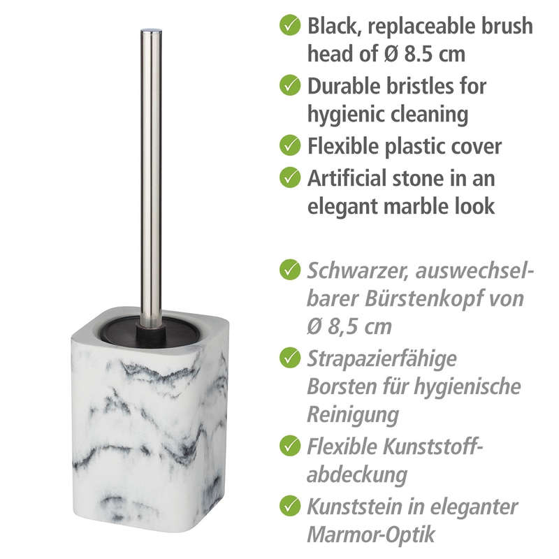 Toilet Brush Desio Marble Look Polyresin White/Grey