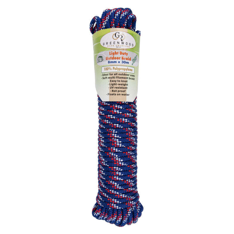 Greenwood Rope Braided Outdoor Light Duty 8 Mm 30 M