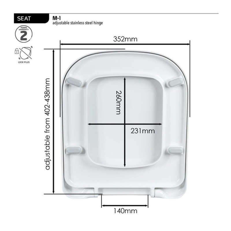 Wirquin Toilet Seat M 1 Thermodur Pl Hng Wht 2.2 Kg