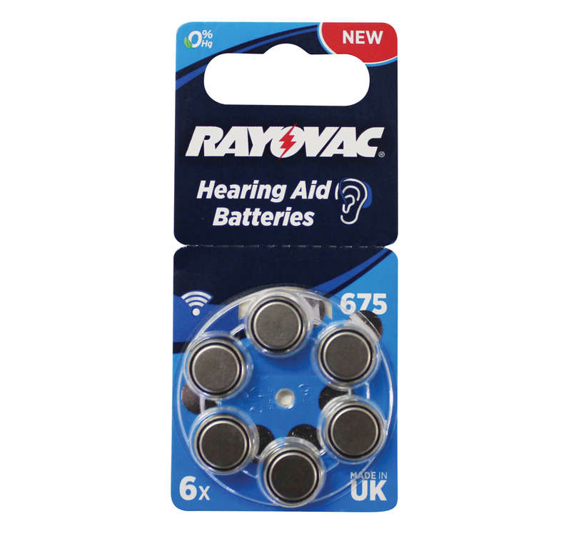 Size 675 Hearing Aid Batteries (6 Pack)