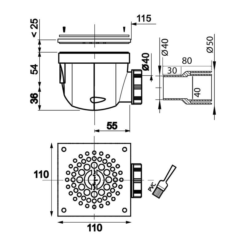 Wirquin Shower Trap Twisto Square Ii (Box)
