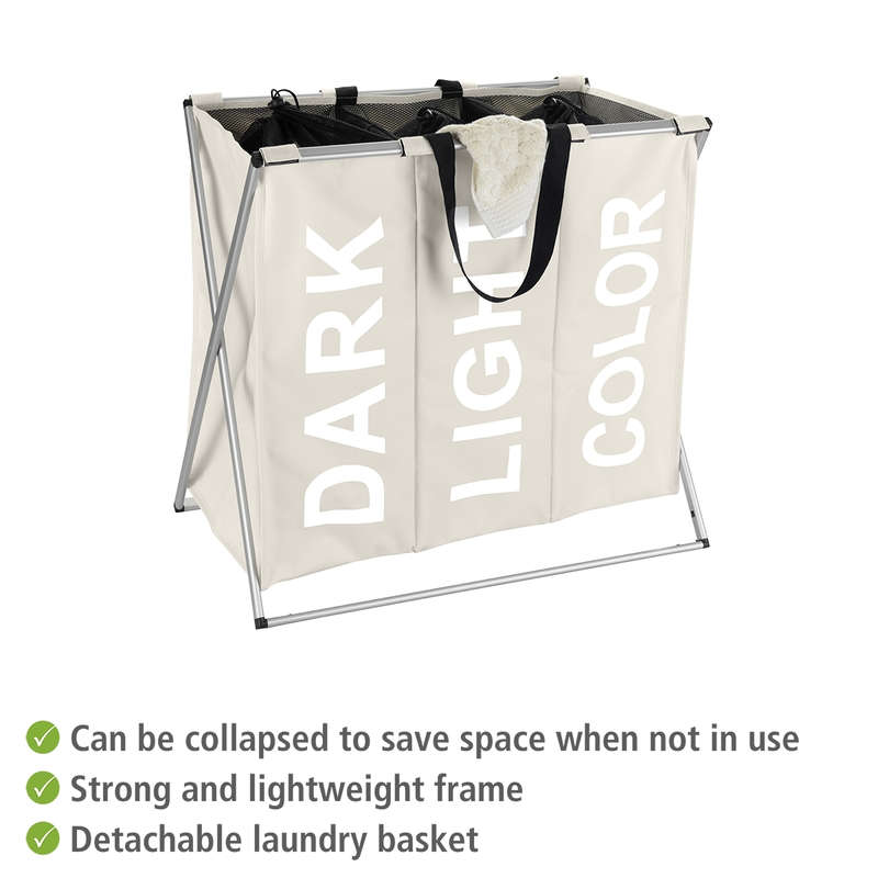 Laundry Basket 130 L 3x43 L 3 Section Trio Beige