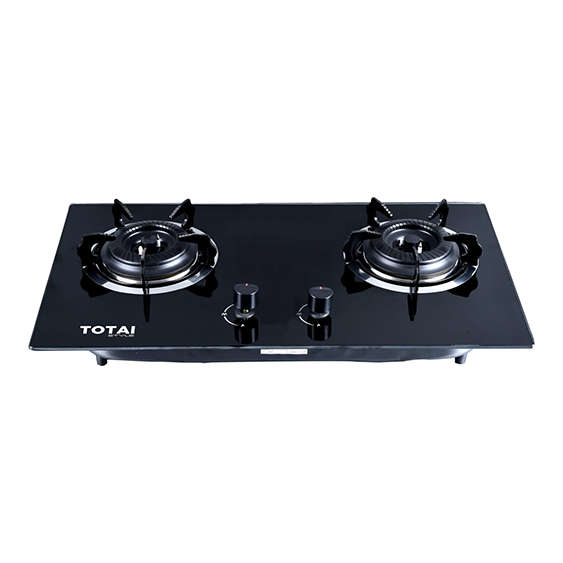 Totai 30 Cm 2 Burner Gas On Glass Hob Black