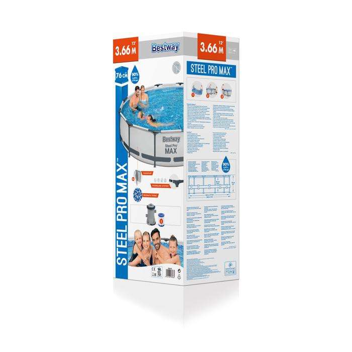 Bestway 3.66m X 76cm Steel Pro Max Frame Pool Set Grey 6,473 L