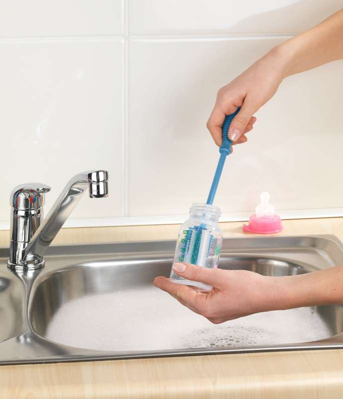 Washing Up & Bottle Brush Silicone 25cm Blue