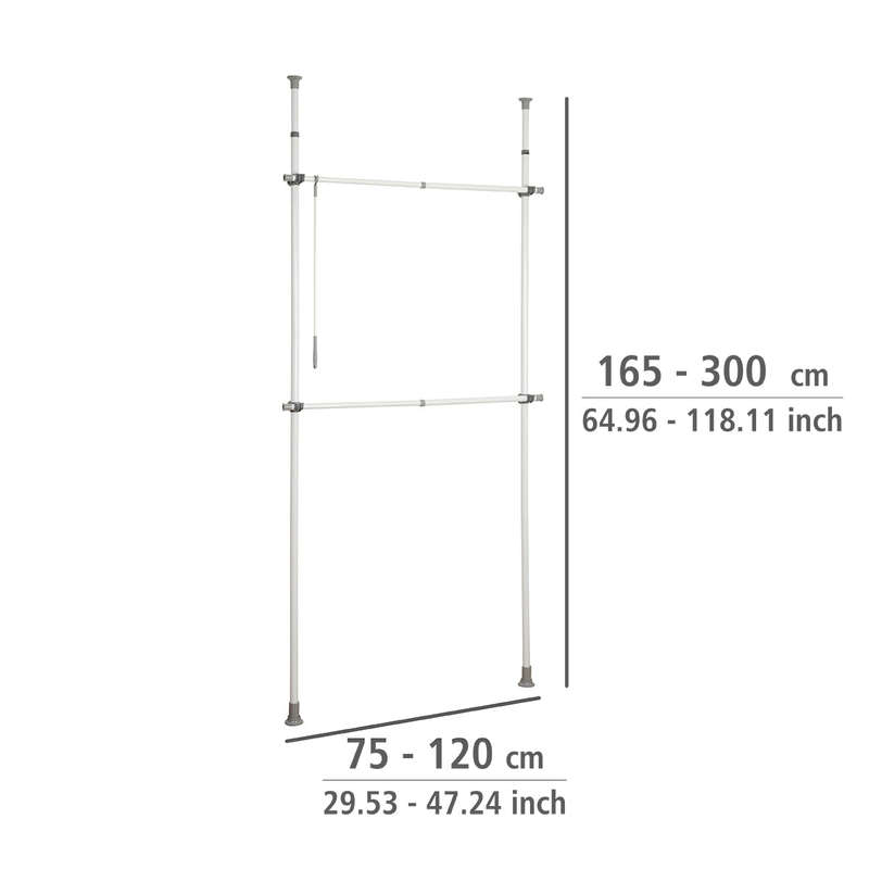 Wenko Clothing Organizer - Adjustable Telescopic System - Herkules - Basic - Grey