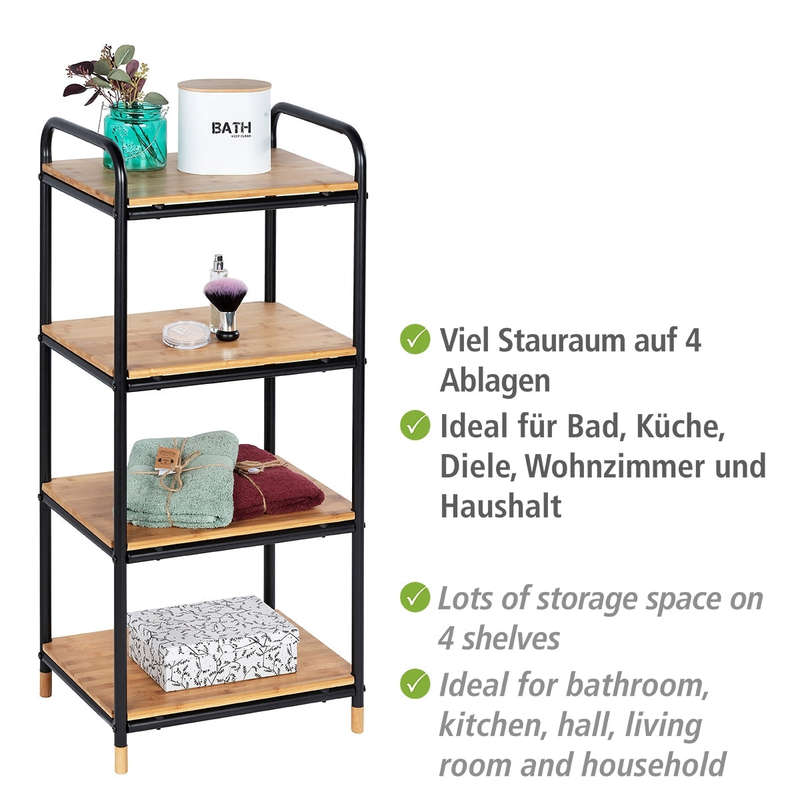 4 Tier Shelving Unit Loft Bamboo & Metal