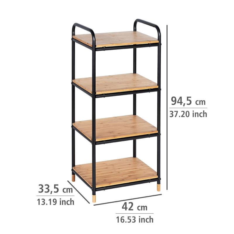 4 Tier Shelving Unit Loft Bamboo & Metal