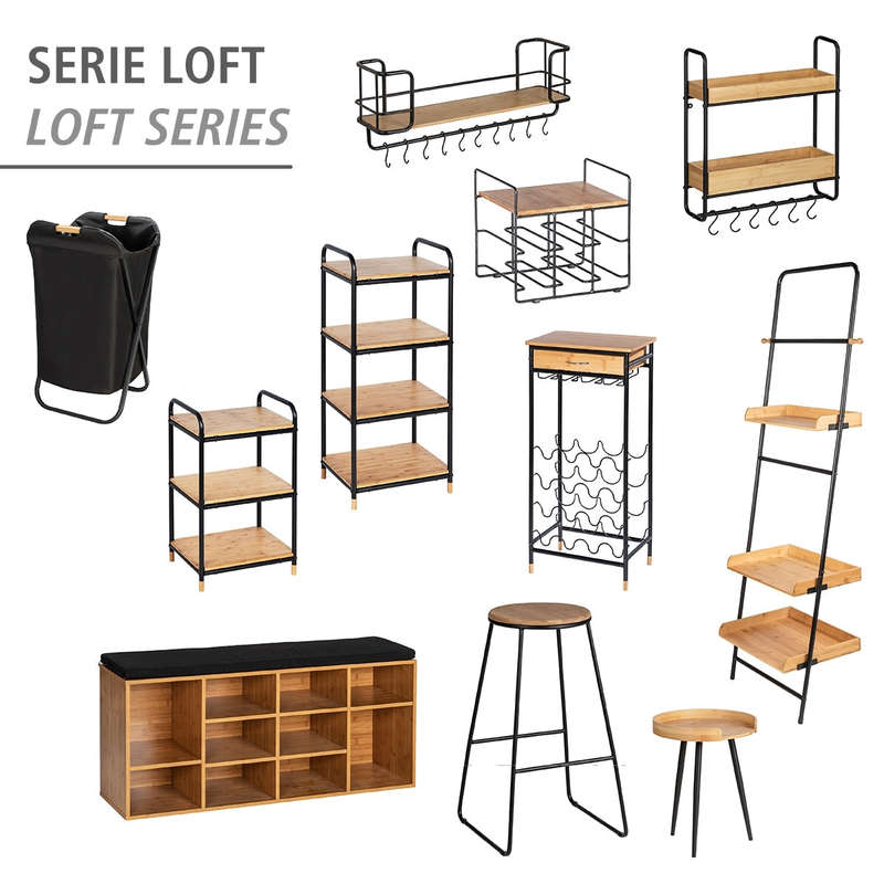 4 Tier Shelving Unit Loft Bamboo & Metal