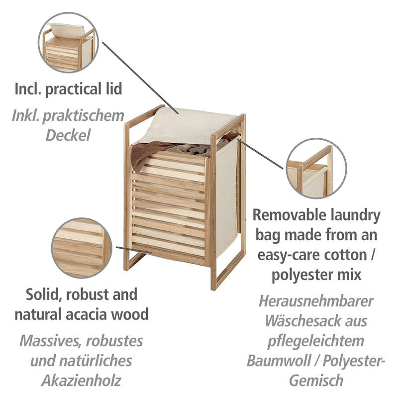 Laundry Basket Acina Acacia Wood