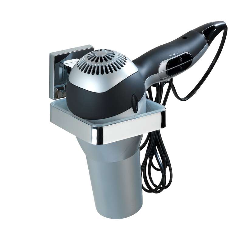 Vacuum Loc Hair Dryer Holder Quadro Range S/Steel No Drilling