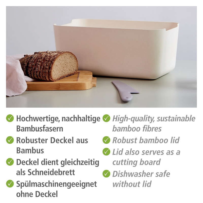 Wenko Derry Bread Box - Bamboo Lid & Integrated Cutting Board