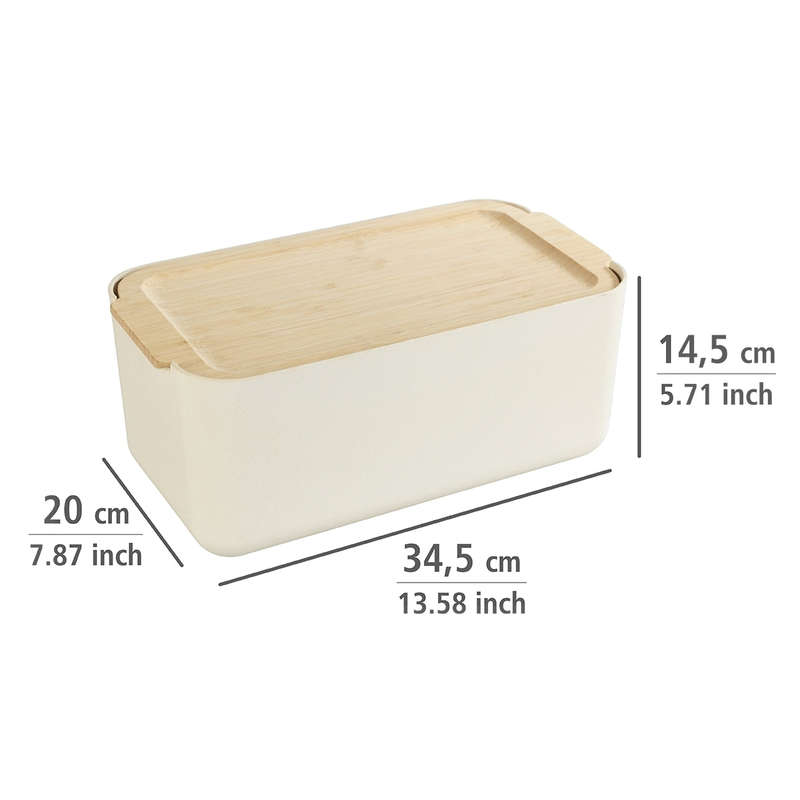 Wenko Derry Bread Box - Bamboo Lid & Integrated Cutting Board