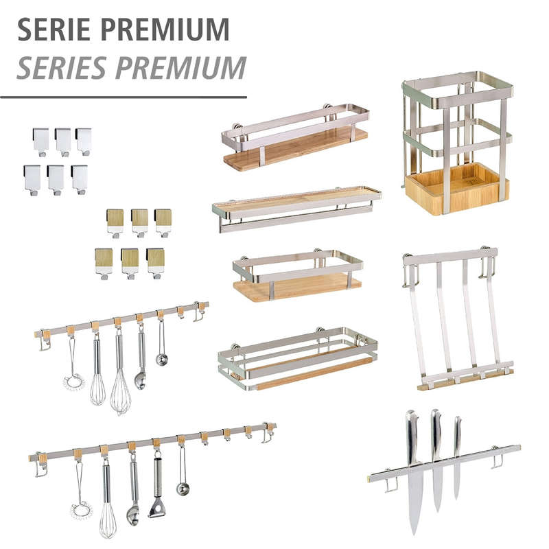Spice Rack Premium Steel & Bamboo