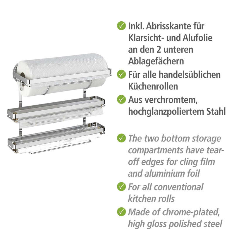 Wenko Magic-Loc Kitchen Roll Holder - Trio - No Drilling