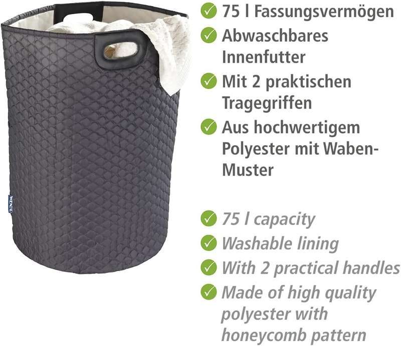 Wenko Laundry Basket 79L- Wabo - Black